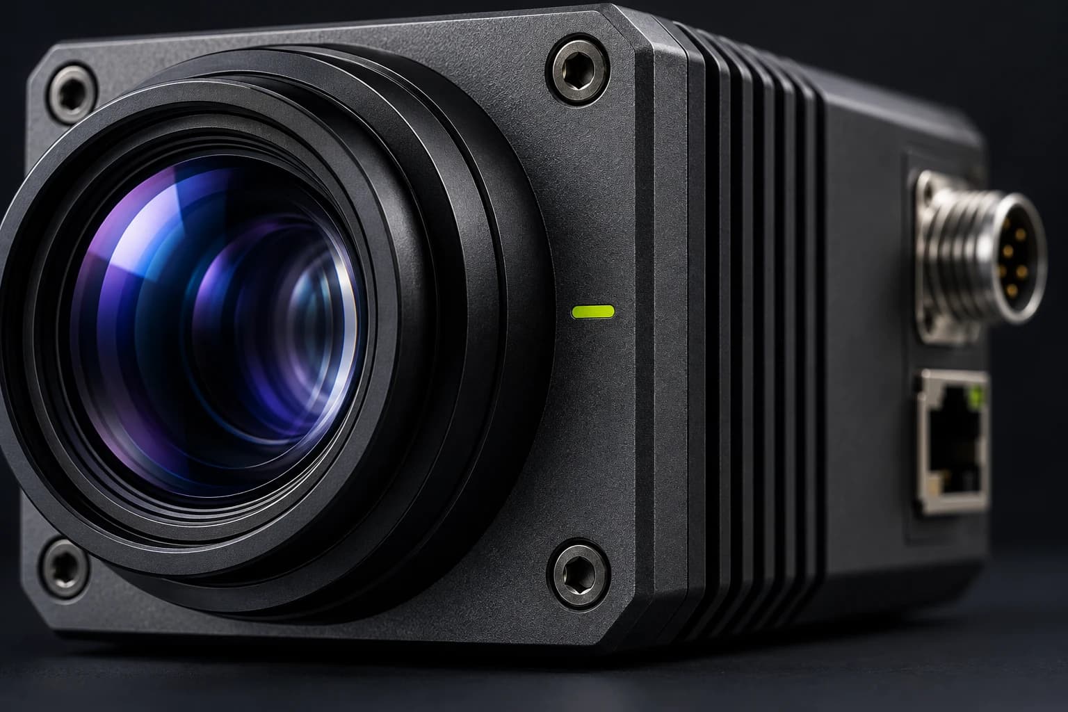 Macro concept of graphite aluminum and a precision optical bezel